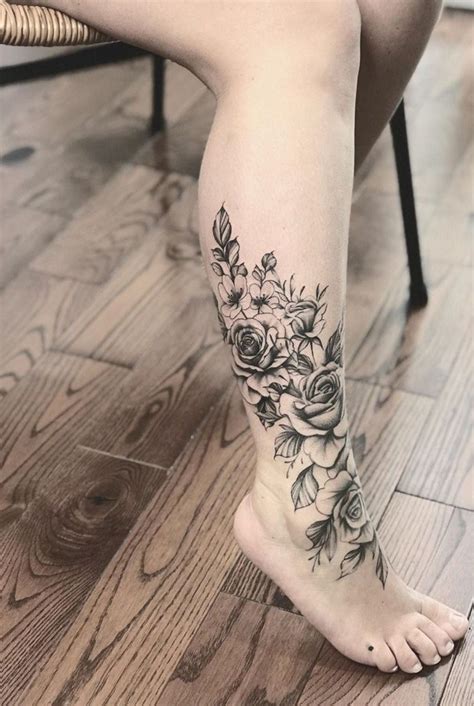 women's lower leg tattoo|side calf tattoos for females.